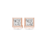 Bezel Set Studs - Princess lab Grown Diamond