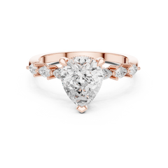 Paved Band with Pear Engagement Ring - All Shape Paved Band with Pear Engagement Ring - All Shape