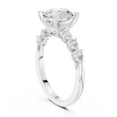 Paved Band with Pear Engagement Ring - All Shape Paved Band with Pear Engagement Ring - All Shape