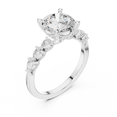 Paved Band with Pear Engagement Ring - All Shape Paved Band with Pear Engagement Ring - All Shape