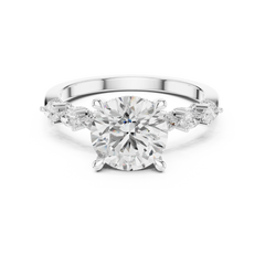 Paved Band with Pear Engagement Ring - All Shape Paved Band with Pear Engagement Ring - All Shape