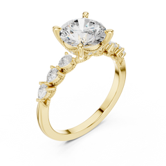 Paved Band with Pear Engagement Ring - All Shape Paved Band with Pear Engagement Ring - All Shape