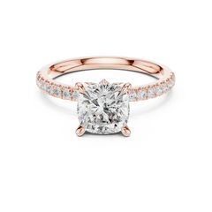Pave Band Side Marquise Crown Engagement Ring - All Shape Pave Band Side Marquise Crown Engagement Ring - All Shape
