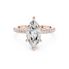 Pave Band Side Marquise Crown Engagement Ring - All Shape Pave Band Side Marquise Crown Engagement Ring - All Shape