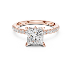 Pave Band Side Marquise Crown Engagement Ring - All Shape Pave Band Side Marquise Crown Engagement Ring - All Shape