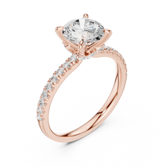 Pave Band Side Marquise Crown Engagement Ring - All Shape Pave Band Side Marquise Crown Engagement Ring - All Shape