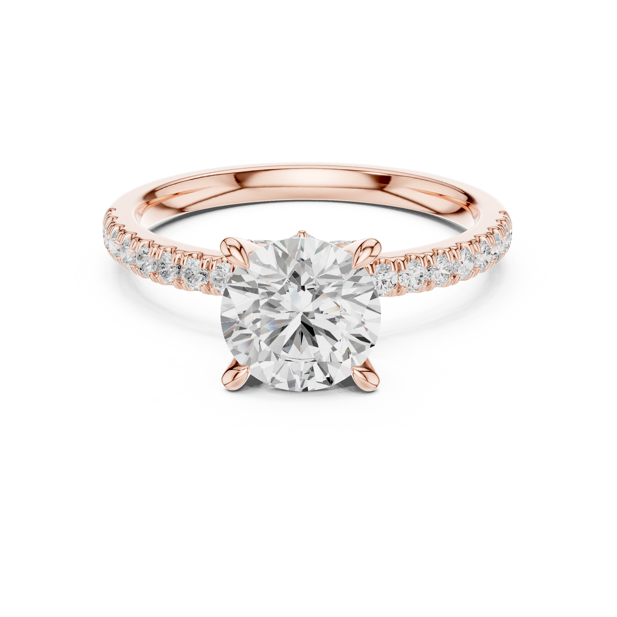 Pave Band Side Marquise Crown Engagement Ring - All Shape