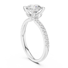 Pave Band Side Marquise Crown Engagement Ring - All Shape Pave Band Side Marquise Crown Engagement Ring - All Shape