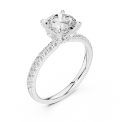 Pave Band Side Marquise Crown Engagement Ring - All Shape Pave Band Side Marquise Crown Engagement Ring - All Shape