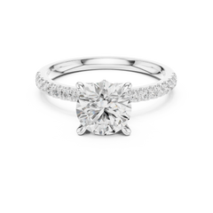 Pave Band Side Marquise Crown Engagement Ring - All Shape Pave Band Side Marquise Crown Engagement Ring - All Shape