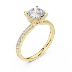 Pave Band Side Marquise Crown Engagement Ring - All Shape Pave Band Side Marquise Crown Engagement Ring - All Shape
