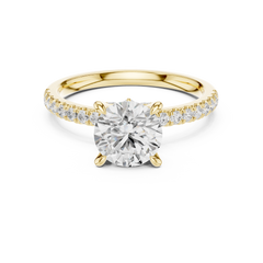 Pave Band Side Marquise Crown Engagement Ring - All Shape Pave Band Side Marquise Crown Engagement Ring - All Shape
