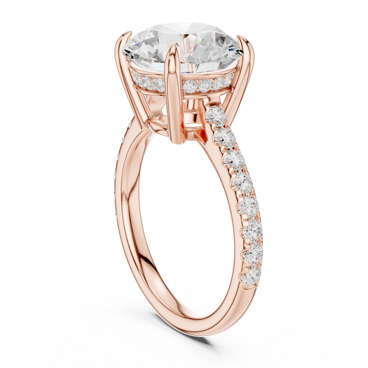 Outside Prong Pave Engagement Ring - 9 Shapes