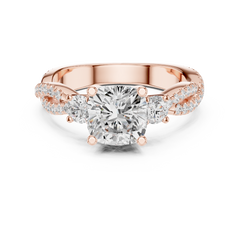 Twisted Pave Band Three Stone Solitaire : All Shape Twisted Pave Band Three Stone Solitaire : All Shape