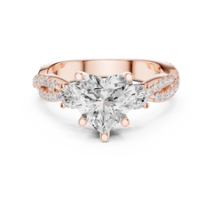 Twisted Pave Band Three Stone Solitaire : All Shape Twisted Pave Band Three Stone Solitaire : All Shape