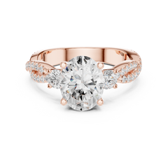 Twisted Pave Band Three Stone Solitaire : All Shape Twisted Pave Band Three Stone Solitaire : All Shape