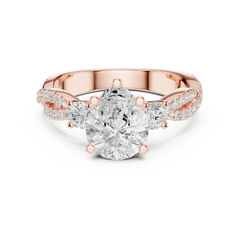 Twisted Pave Band Three Stone Solitaire : All Shape Twisted Pave Band Three Stone Solitaire : All Shape