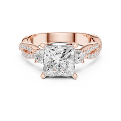Twisted Pave Band Three Stone Solitaire : All Shape Twisted Pave Band Three Stone Solitaire : All Shape