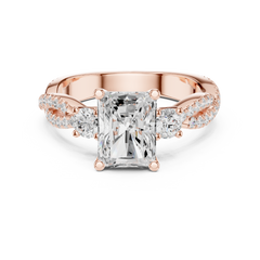 Twisted Pave Band Three Stone Solitaire : All Shape Twisted Pave Band Three Stone Solitaire : All Shape