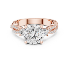 Twisted Pave Band Three Stone Solitaire : All Shape Twisted Pave Band Three Stone Solitaire : All Shape