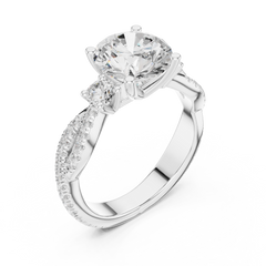 Twisted Pave Band Three Stone Solitaire : All Shape Twisted Pave Band Three Stone Solitaire : All Shape