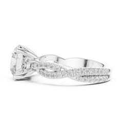 Twisted Pave Band Three Stone Solitaire : All Shape Twisted Pave Band Three Stone Solitaire : All Shape