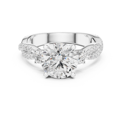 Twisted Pave Band Three Stone Solitaire : All Shape Twisted Pave Band Three Stone Solitaire : All Shape