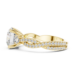 Twisted Pave Band Three Stone Solitaire : All Shape Twisted Pave Band Three Stone Solitaire : All Shape
