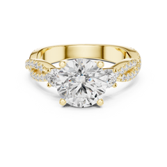 Twisted Pave Band Three Stone Solitaire : All Shape Twisted Pave Band Three Stone Solitaire : All Shape