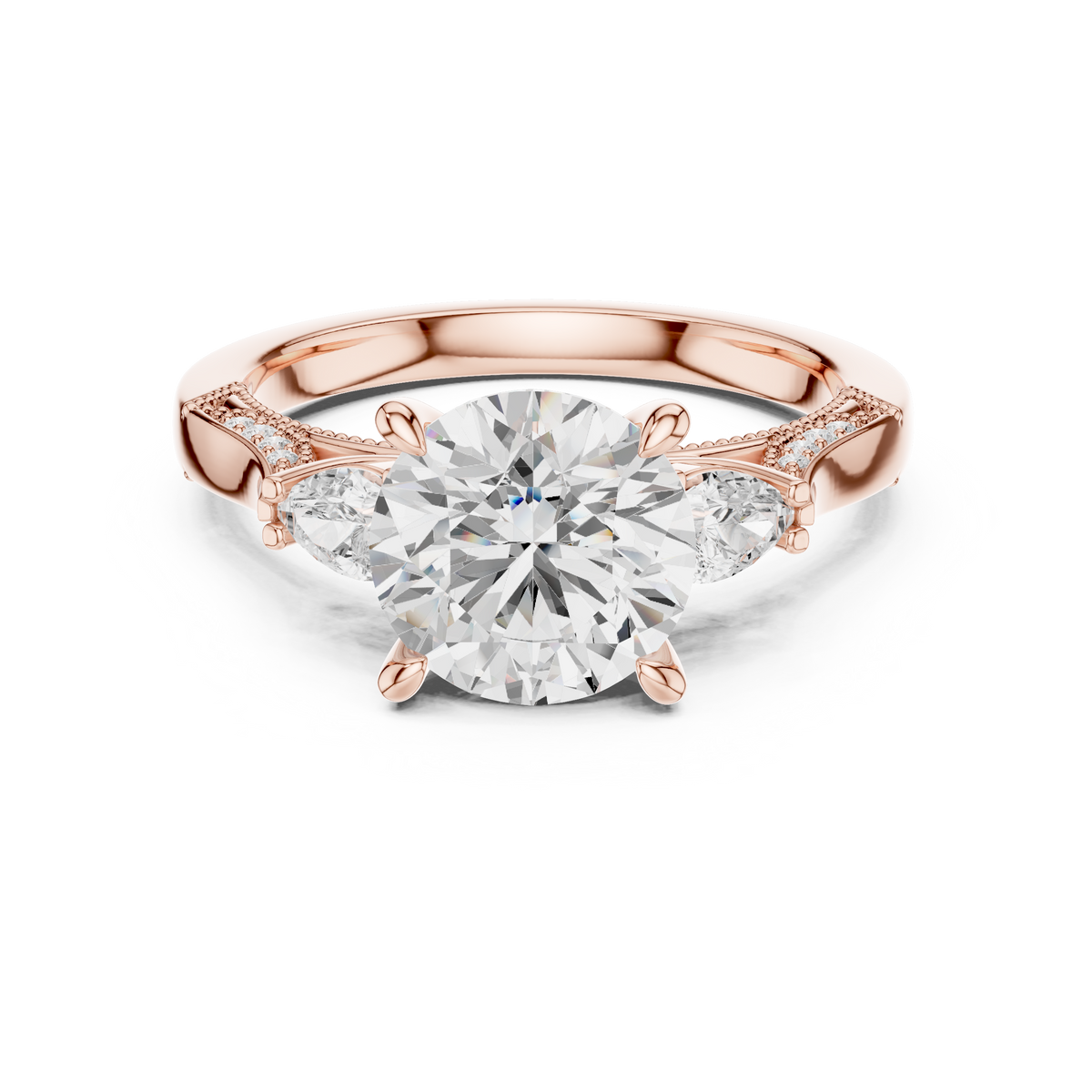 Fancy Beaded Band Engagement Ring