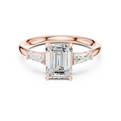 Tapered Baguette Side Stone - Three Stone Ring - Cushion, Radiant, Emerald Tapered Baguette Side Stone - Three Stone Ring - Cushion, Radiant, Emerald