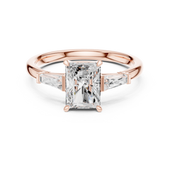Tapered Baguette Side Stone - Three Stone Ring - Cushion, Radiant, Emerald Tapered Baguette Side Stone - Three Stone Ring - Cushion, Radiant, Emerald
