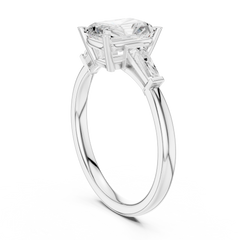 Tapered Baguette Side Stone - Three Stone Ring - Cushion, Radiant, Emerald Tapered Baguette Side Stone - Three Stone Ring - Cushion, Radiant, Emerald