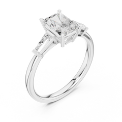 Tapered Baguette Side Stone - Three Stone Ring - Cushion, Radiant, Emerald Tapered Baguette Side Stone - Three Stone Ring - Cushion, Radiant, Emerald