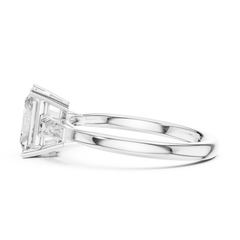 Tapered Baguette Side Stone - Three Stone Ring - Cushion, Radiant, Emerald Tapered Baguette Side Stone - Three Stone Ring - Cushion, Radiant, Emerald