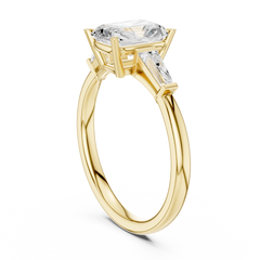 Tapered Baguette Side Stone - Three Stone Ring - Cushion, Radiant, Emerald Tapered Baguette Side Stone - Three Stone Ring - Cushion, Radiant, Emerald