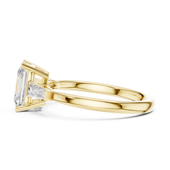 Tapered Baguette Side Stone - Three Stone Ring - Cushion, Radiant, Emerald Tapered Baguette Side Stone - Three Stone Ring - Cushion, Radiant, Emerald