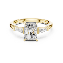 Tapered Baguette Side Stone - Three Stone Ring - Cushion, Radiant, Emerald Tapered Baguette Side Stone - Three Stone Ring - Cushion, Radiant, Emerald