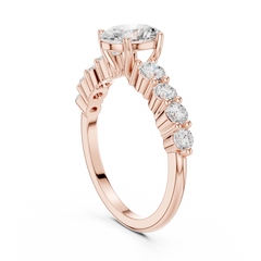 Oval-Cut Lab-grown Diamond Ring with Round Side Stones Oval-Cut Lab-grown Diamond Ring with Round Side Stones