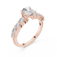 Oval-Cut Lab-grown Diamond Ring with Round Side Stones Oval-Cut Lab-grown Diamond Ring with Round Side Stones