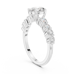 Oval-Cut Lab-grown Diamond Ring with Round Side Stones Oval-Cut Lab-grown Diamond Ring with Round Side Stones