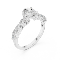 Oval-Cut Lab-grown Diamond Ring with Round Side Stones Oval-Cut Lab-grown Diamond Ring with Round Side Stones