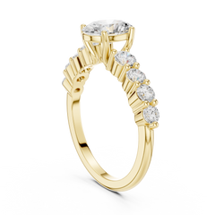 Oval-Cut Lab-grown Diamond Ring with Round Side Stones Oval-Cut Lab-grown Diamond Ring with Round Side Stones