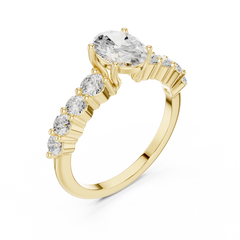 Oval-Cut Lab-grown Diamond Ring with Round Side Stones Oval-Cut Lab-grown Diamond Ring with Round Side Stones