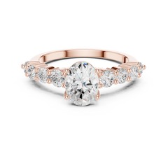 Oval-Cut Lab-grown Diamond Ring with Round Side Stones Oval-Cut Lab-grown Diamond Ring with Round Side Stones