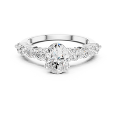 Oval-Cut Lab-grown Diamond Ring with Round Side Stones Oval-Cut Lab-grown Diamond Ring with Round Side Stones