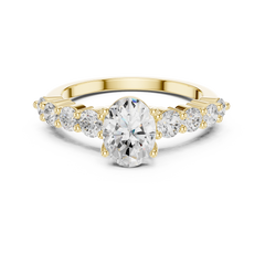 Oval-Cut Lab-grown Diamond Ring with Round Side Stones Oval-Cut Lab-grown Diamond Ring with Round Side Stones