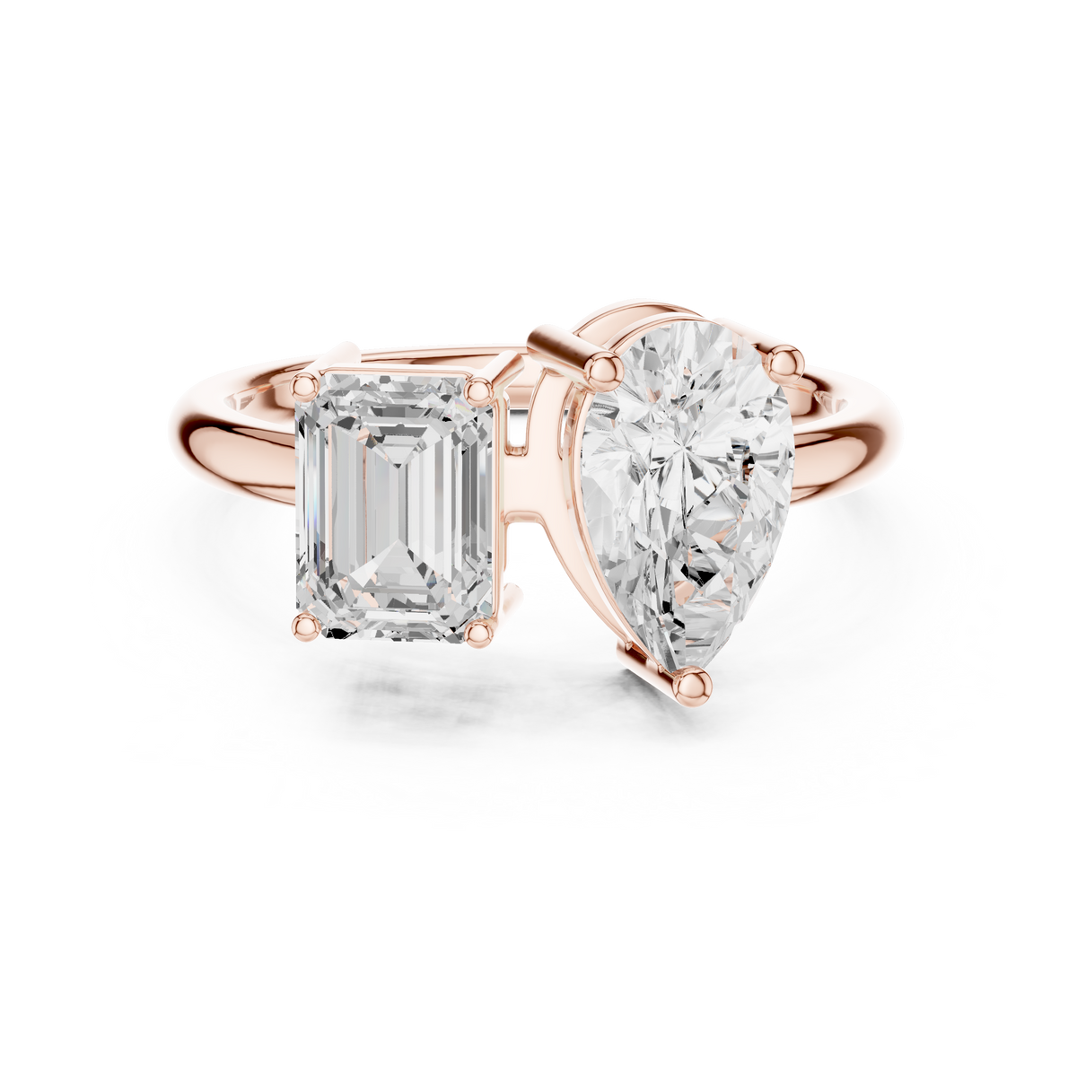 Pear & Emerald Toi et Moi Ring