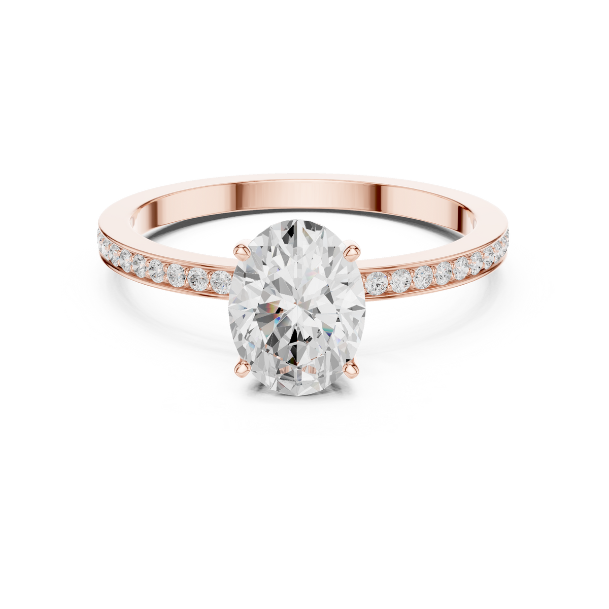 The Oval Classic Pave Solitaire Lab Diamond Band