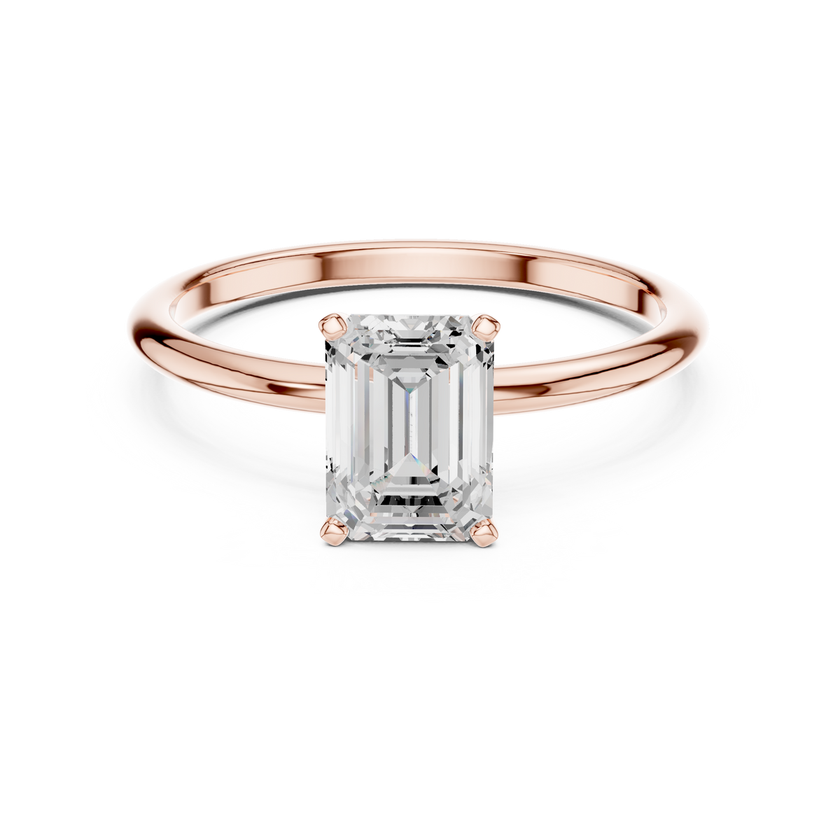 Emerald Solitaire Lab-Diamond ring